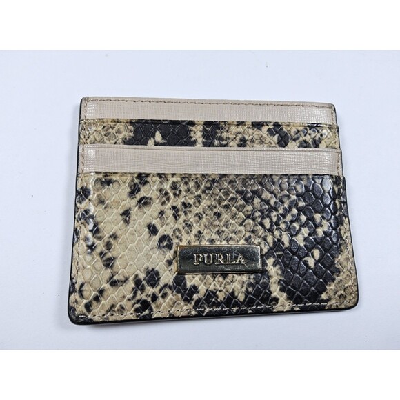 Furla Snake Embossed Card Holder Case Wallet - Picture 1 of 3